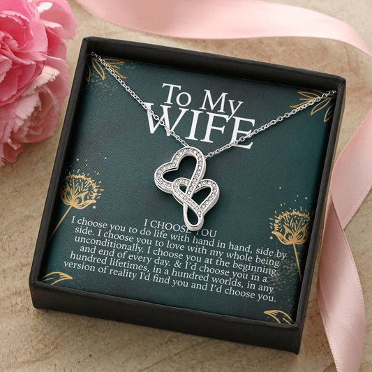To My Wife Doubleheart Gift Double Hearts Necklace