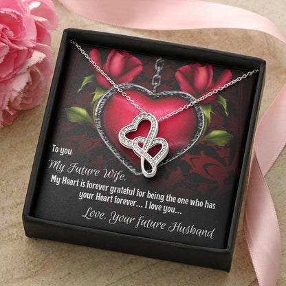 Bonded Hearts Necklace Future Wife Necklace Double Hearts Necklace