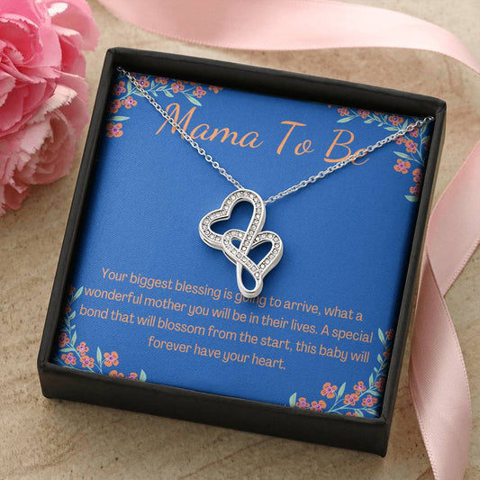 Double Heart Necklace Mama To Be Special Bond Gift For Mom To Be Baby Shower Gift New Mom Expectant Mother Pregnant Fr Double Hearts Necklace