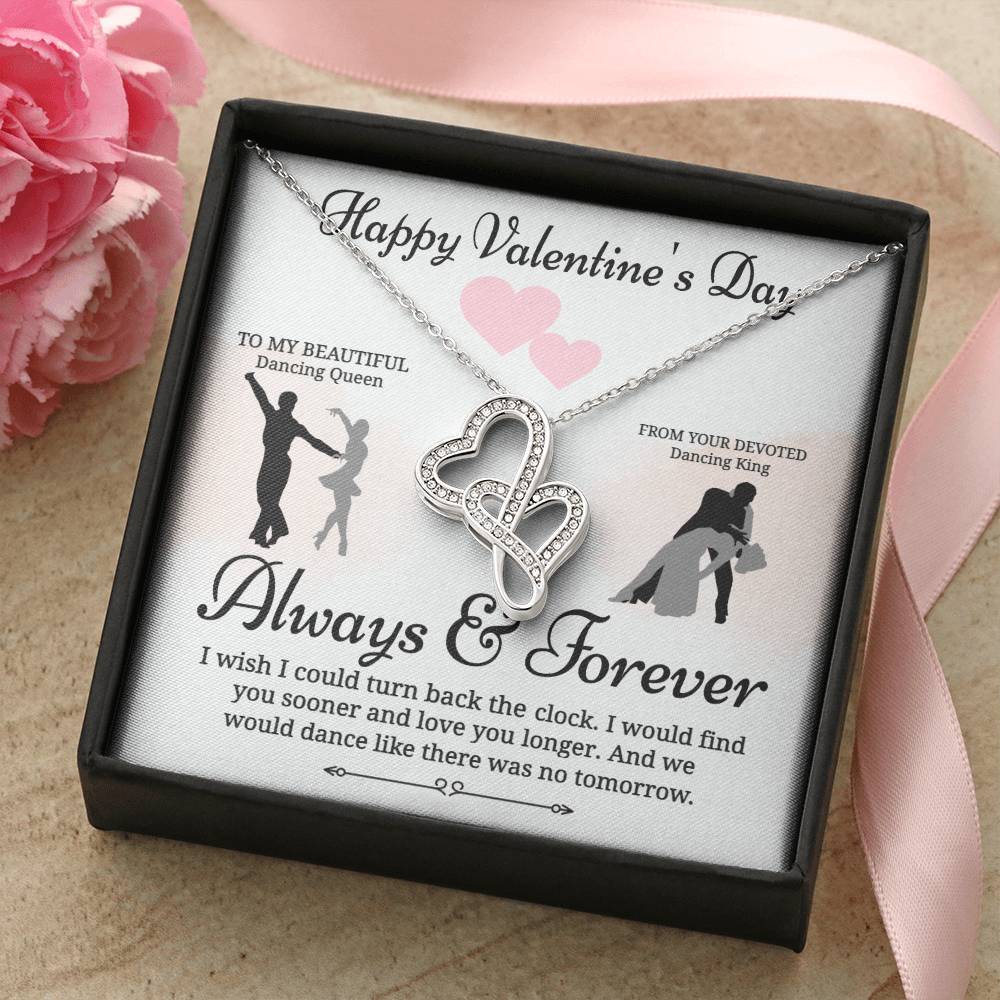 Always & Forever - Dancing Hearts Necklace Wmessage Card Hot New Release Double Hearts Necklace