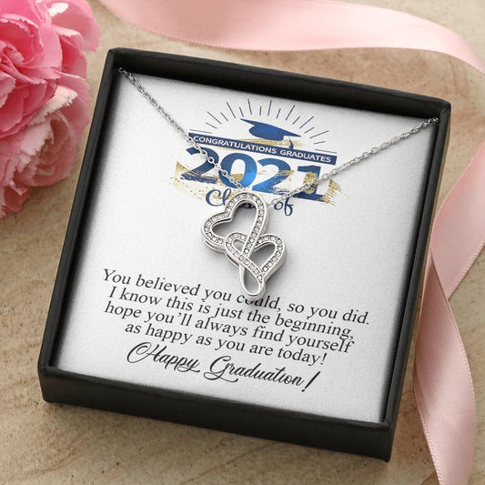 Class Of 2021 Graduation Gift Necklace College Graduation Gifts Graduation Gifts For For Girl Daughter Granddaughter N Double Hearts Necklace