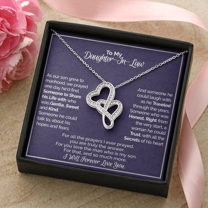 A Gift For Daughter In Law  - You Are The Only Answer Double Hearts Necklace