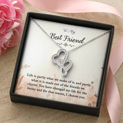 Best Friend Wedding Gift Best Friend Wedding Necklace Best Friend Wedding Day Gift To My Best Friend On Your Wedding D Double Hearts Necklace