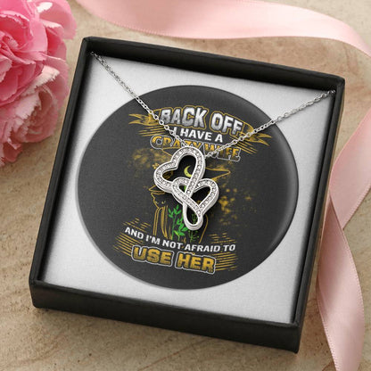Back Off I Have A Crazy Wife Double Hearts Necklace