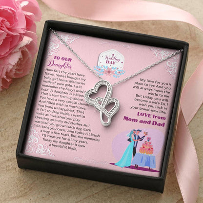 For Your Daughter On Special Wedding Day Double Hearts Necklace
