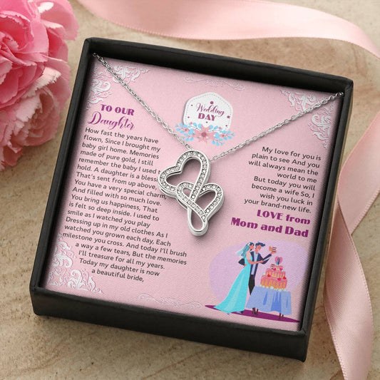 For Your Daughter On Special Wedding Day Double Hearts Necklace