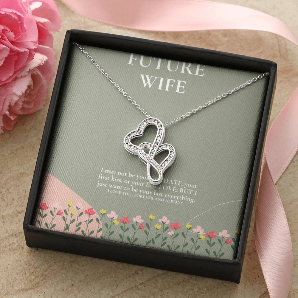 Future Wife Necklace. Engagement Gift Double Hearts Necklace