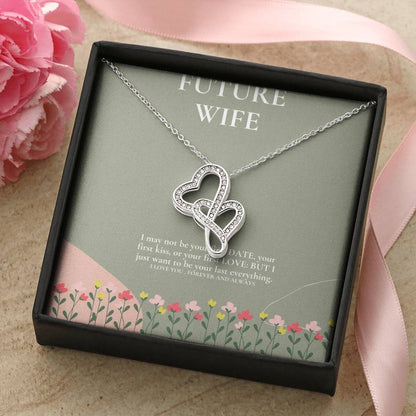 Future Wife Necklace. Engagement Gift Double Hearts Necklace