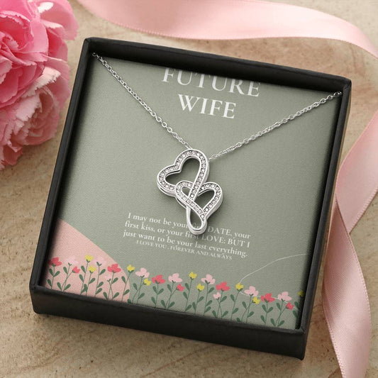 Future Wife Necklace. Engagement Gift Double Hearts Necklace
