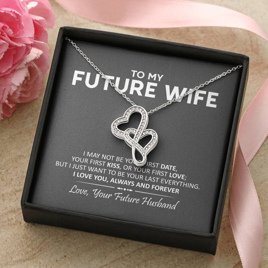 To My Wife Necklace - I Love You Gift For Wife Anniversary Necklace Necklace For Wife Gift For Wife Birthday Valentine Double Hearts Necklace