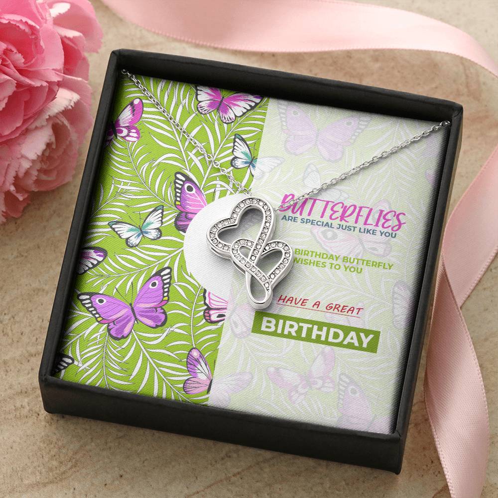 Butterfly Birthday Wishes For Boyfriend Double Hearts Necklace
