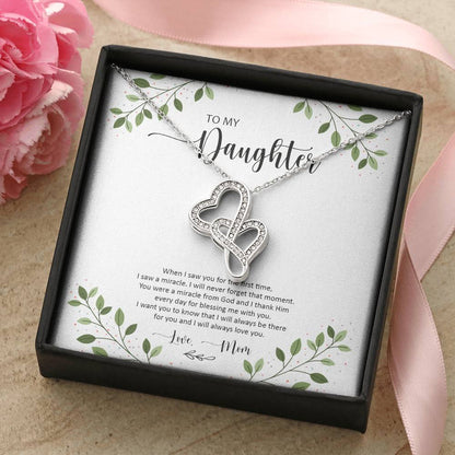 Daughter Necklace - Mother Daughter Jewelry Gift - Daughter Wedding Gift - Graduation - Birthday - Meaningful Interloc 1 Double Hearts Necklace