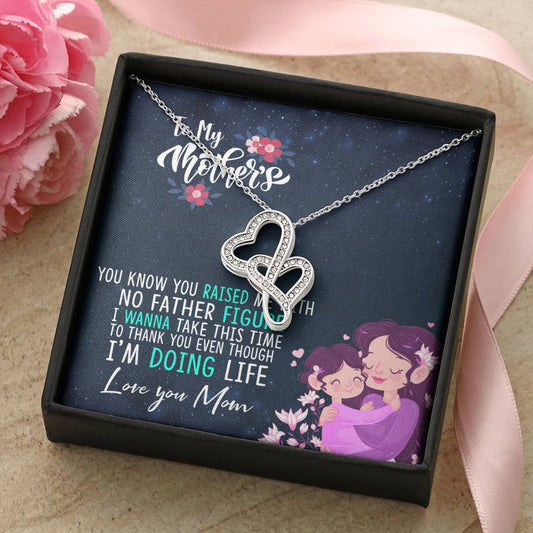 Dear Mom I Love You So Much Double Hearts Necklace