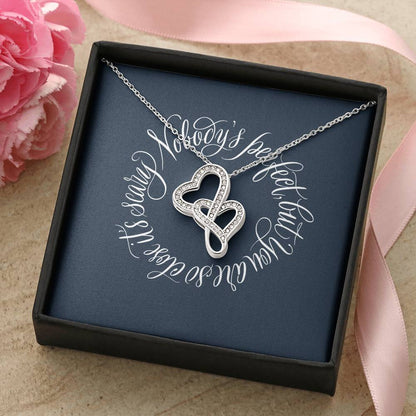 With Calligraphic Card  Anniversary Valentine'S Day Gift For Her Double Hearts Necklace