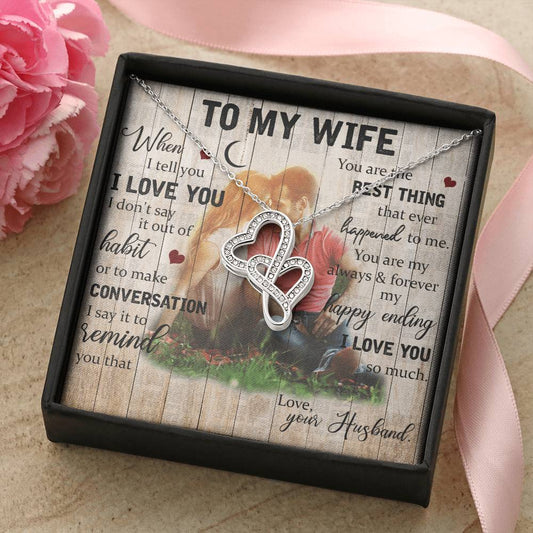To My Wife Necklace Last Minute Birthday Gift Deep Love Messages For Wife Romantic Wife Gift Husband To Wife Necklace  1 Double Hearts Necklace