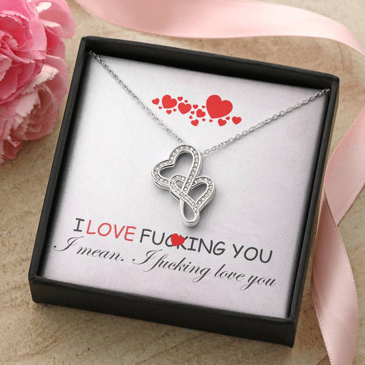 To My Wife Valentine Gift Double Hearts Necklace
