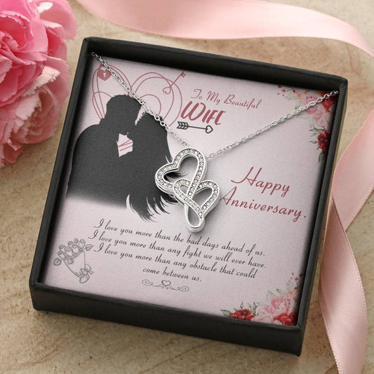 Anniversary Gift For Wife From Husband Double Hearts Necklace