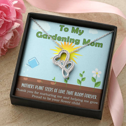 Gardening Mom Mothers Day Gift From Daughter Or Son Double Hearts Necklace