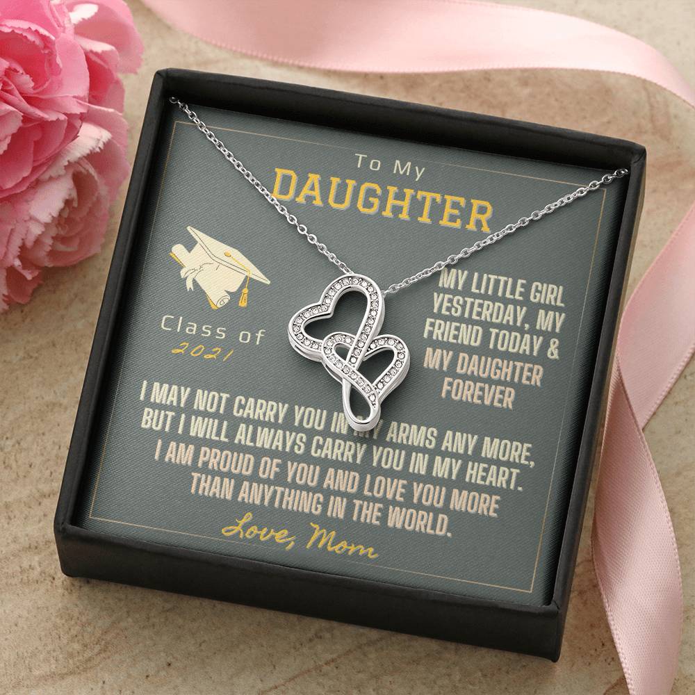 Daughters Graduation Necklace 1 Double Hearts Necklace