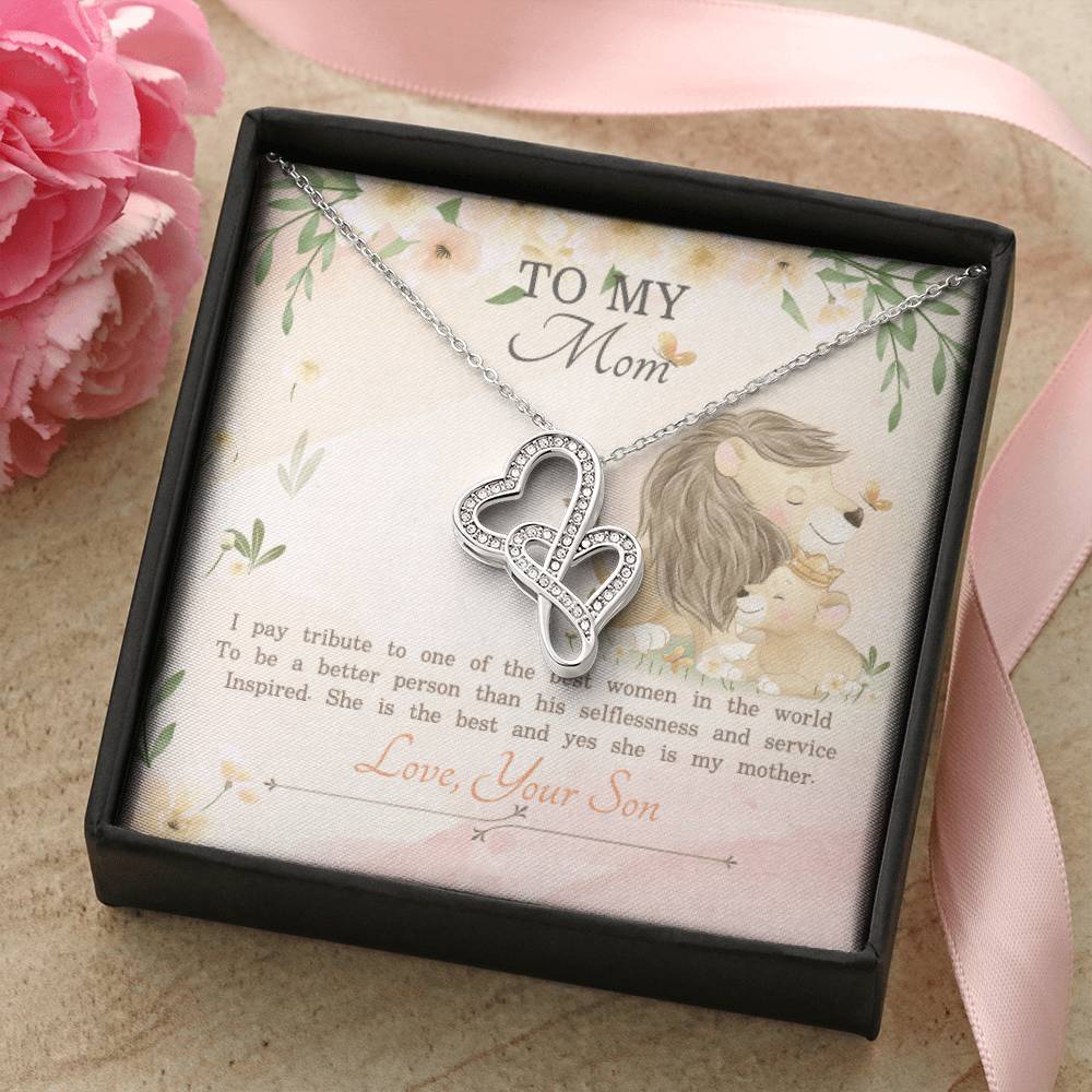 Best Gift For Mom From Son Double Hearts Necklace