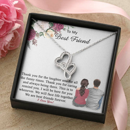 Gift For Best Friend From Boyfriend Friend - Necklace Double Hearts Necklace