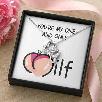 Double Heart Necklace For Her -  Necklace From Husband - Gift For Wife You're My One And Only - Wife Christmas Gift Fr Double Hearts Necklace