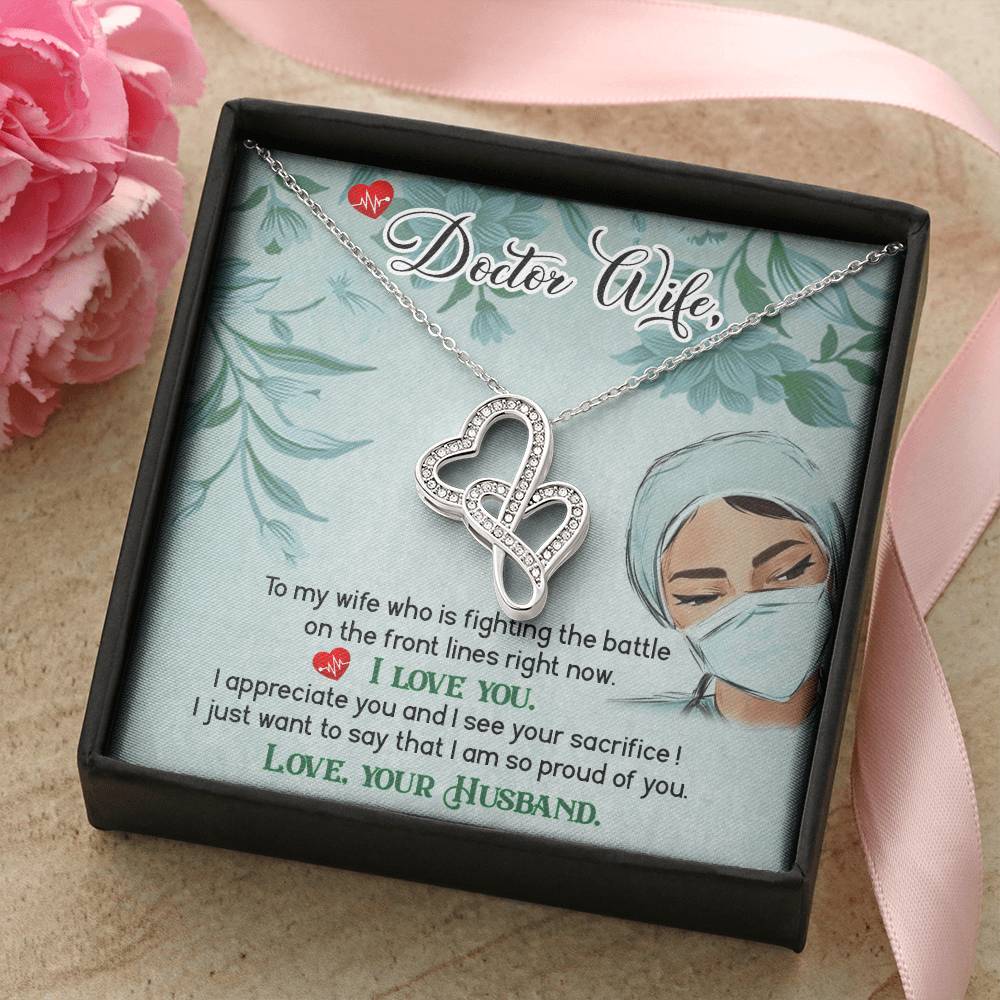 Dear Wife - I Appreciate You And I See Your Sacrifice -  Double Hearts Necklace