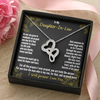 A Gift For Daughter In Law  - You Are Truly The Answer 2 Double Hearts Necklace