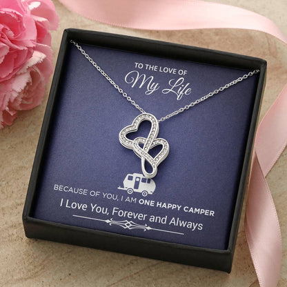 To The Love Of My Life Love Necklace Heart Pendant Wife Message Card Jewlery Double Hearts Necklace