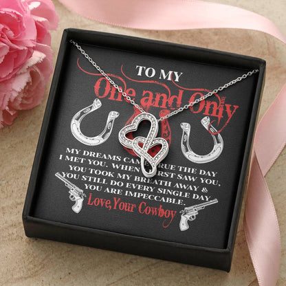 Gift For Her From Cowboy My Dreams Came True The Day I Met You  Double Hearts Necklace