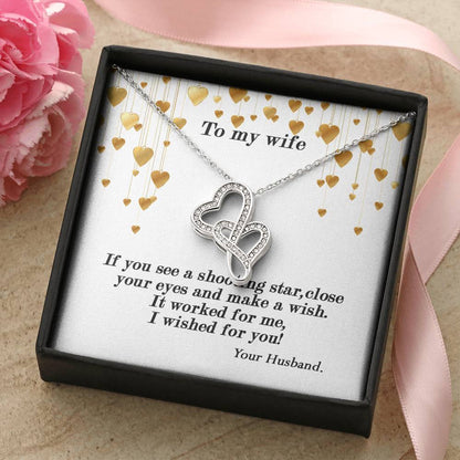 To My Wife Necklace - Anniversary Gift For Wife Birthday Gift For Wife Gift For Wife Necklace For Wife Gift For Wife B 4 Double Hearts Necklace