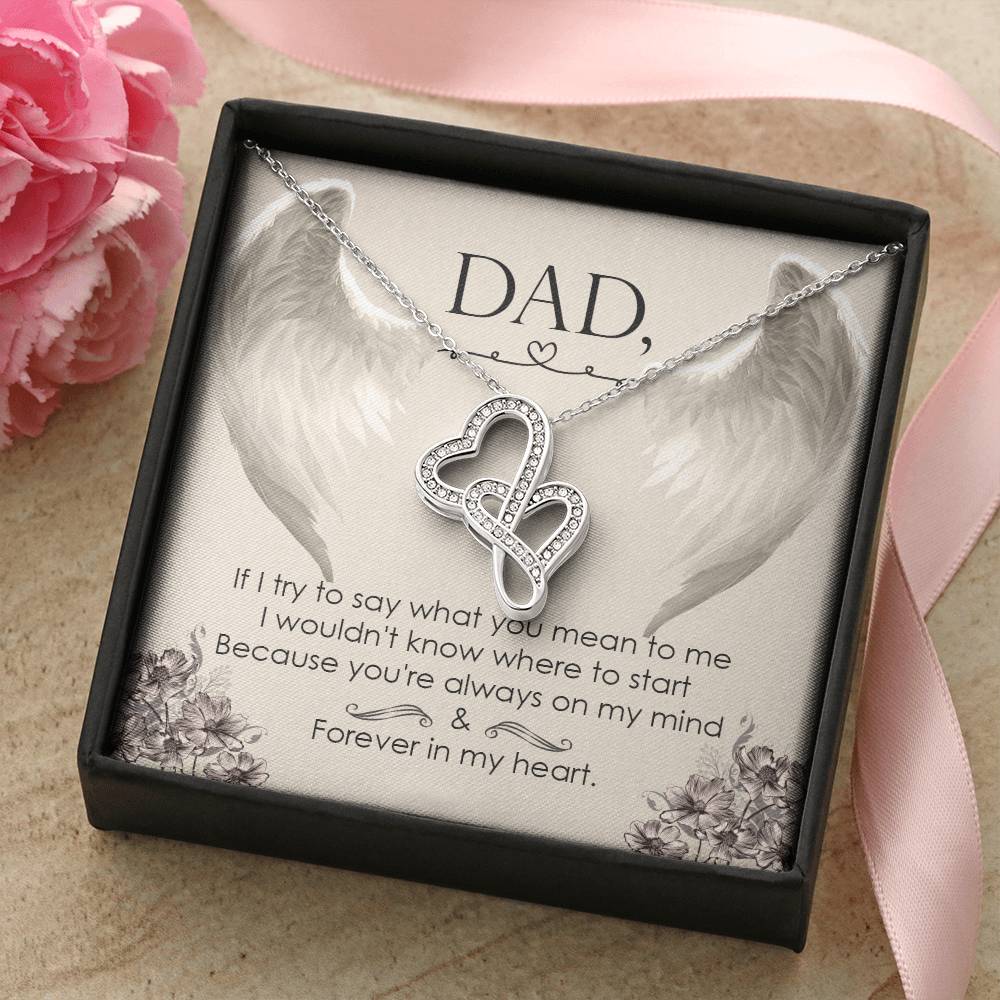 Dad - Forever In My Heart - Necklace Double Hearts Necklace