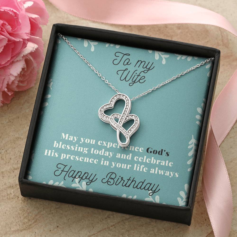 To My Wife Necklace - Gift For Wife Birthday Marriage - Wife Necklace From Husband Anniversary Necklace For Wife Wife  Double Hearts Necklace