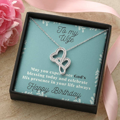 To My Wife Necklace - Gift For Wife Birthday Marriage - Wife Necklace From Husband Anniversary Necklace For Wife Wife  Double Hearts Necklace