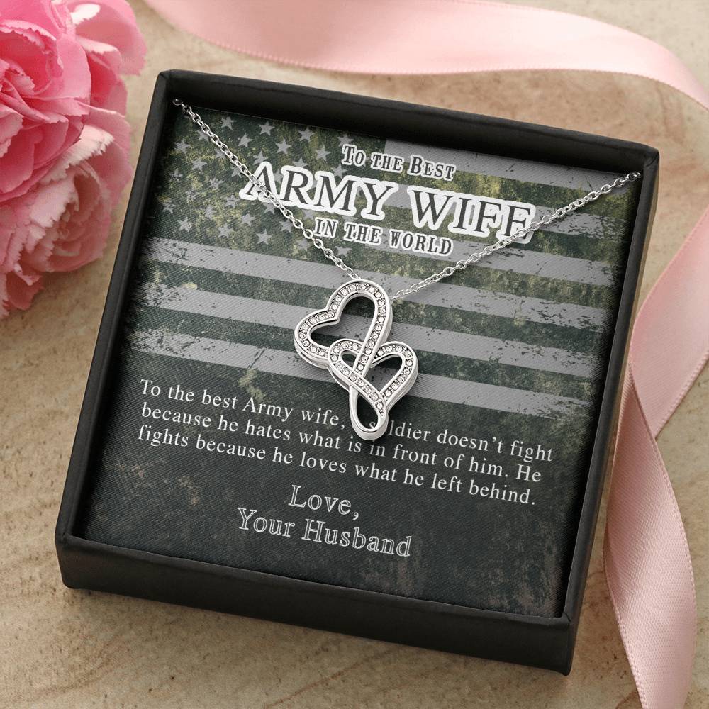 To The Best Army Wife In The World - Double Hearts Double Hearts Necklace