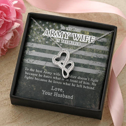 To The Best Army Wife In The World - Double Hearts Double Hearts Necklace