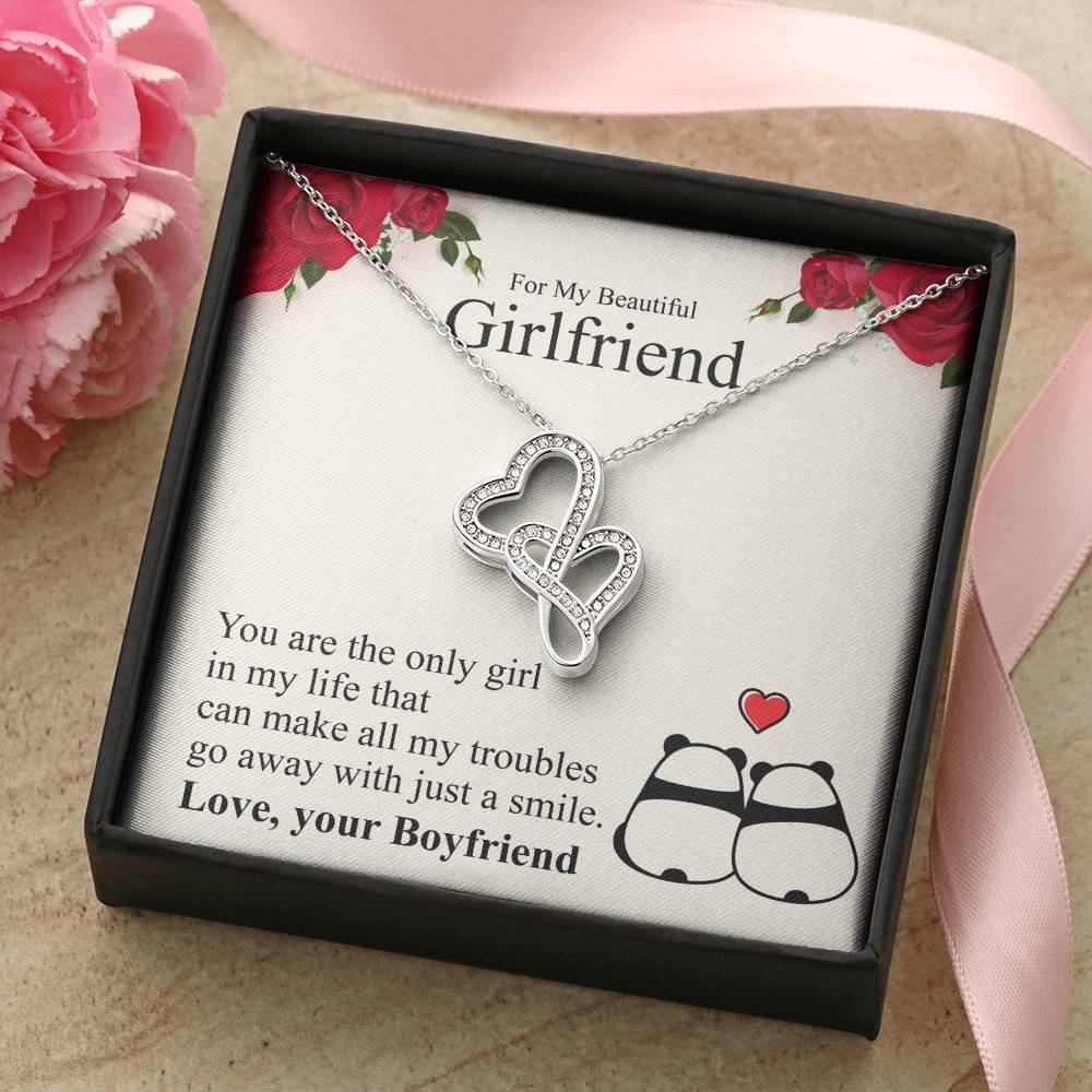 Valentines Gifts For Girlfriend Necklace Valentine's Day Gift For Her?? Double Hearts Necklace