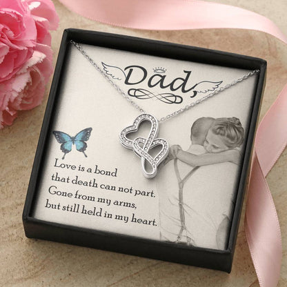 Dad - Love Is Board Thay Death Can Not Part - Necklace Double Hearts Necklace