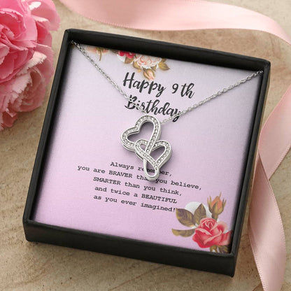 9Th Birthday Gifts For Girls 9Th Birthday Necklace Girls Gift. Gift For Sister Best Friend Daughter Niece Unique 9Th B Double Hearts Necklace