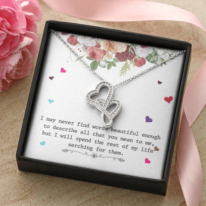 To My Wife Necklace - Anniversary Gift For Wife - Gift For Wife Double Hearts Necklace