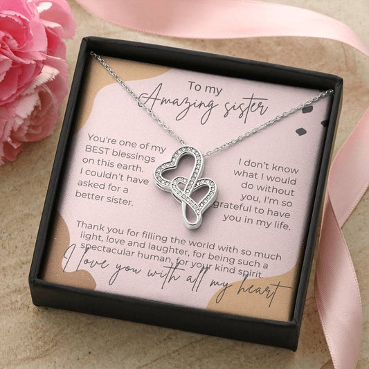 Amazing Sister Double Hearts I Love You Necklace Double Hearts Necklace