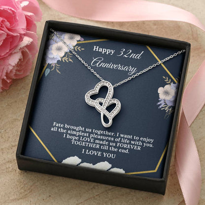 32 Year Anniversary Gift For Wife 32 Years Together For 32Nd Anniversary Anniversary Gift For Anniversary For Her Doub Double Hearts Necklace