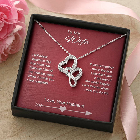 To My Wife - Missing Piece - Necklace Double Hearts Necklace