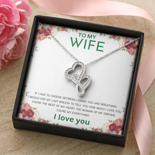 Breathing & Loving Necklace. Double Hearts Necklace