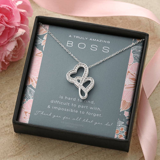 Boss Gift Necklace For Boss Gift For Female Boss Girl Boss Boss Lady Thank You Gift A Truly Amazing Boss Gift Best Bos Double Hearts Necklace
