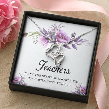 Best Teacher Gifts Double Hearts Necklace