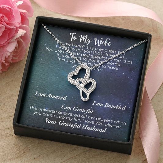 Wife Birthday Gift To My Wife Necklace Anniversary Gift For Wife Wife Gift From Husband Husband To Wife Necklace Valen Double Hearts Necklace