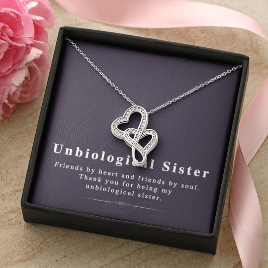 Unbiological Sister Sisters Necklace Not Sisters By Blood By Sisters By Heart Gift For Bff Friends Gift Gift For Frien Double Hearts Necklace