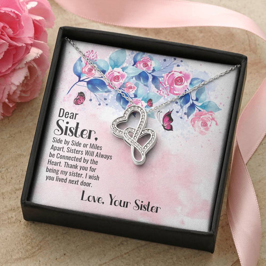 Dear Sister - Love Your Sister -  Double Hearts Necklace