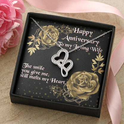 Anniversary Gift To Wife. Silver Anniversary. Gold Anniversary. Diamond Anniversary. Emerald Anniversary. Silver Anniv Double Hearts Necklace